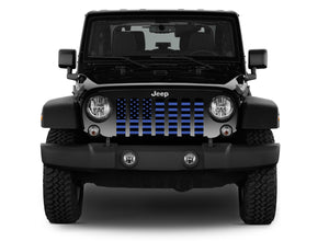 Black and Blue American Flag Jeep Grille Insert