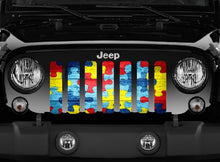 Autism Awareness Wood Plank Puzzle Piece Jeep Grille Insert