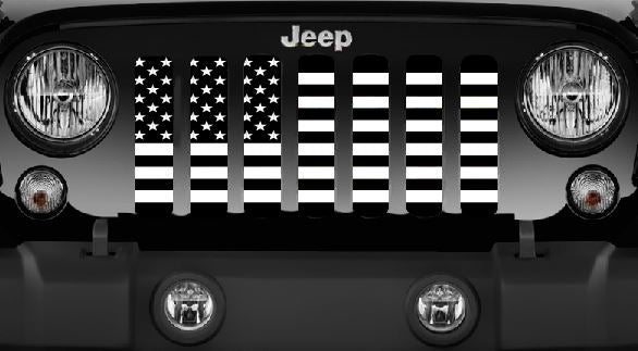 Muzzys (Set Of Two) 4x4 Metal 3D American Flag Emblems 2.4" Chrome Black Round USA Fender Badge Fits Jeep Wrangler Grand Cherokee Liberty Trail Rated USA YJ TJ JK JL FJ RZR