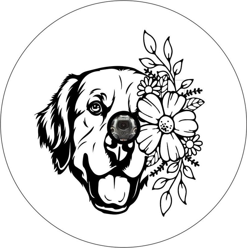 Spare Tire Cover 16 Inch Puppy Golden Retriever  Print Waterproof Universal Wheel Cover Dust-Proof Tire Wheel Protector 価格比較