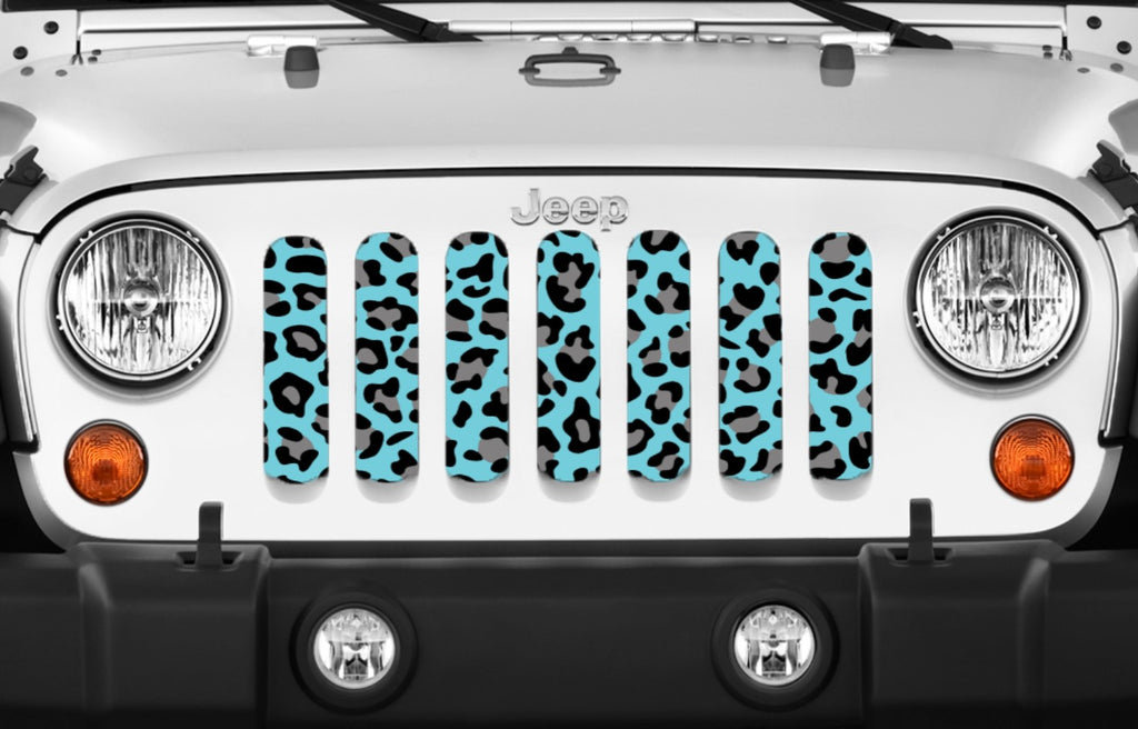 Jeep Wrangler Turquoisel Leopard Animal Print Grille Insert Dirty Acres
