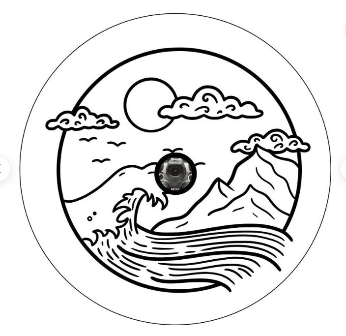 Waves Crashing Into The Mountain White Spare Tire Cover – Dirty Acres