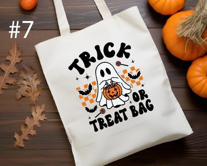 Halloween Trick or Treat Bag with Ghost and Pumpkin