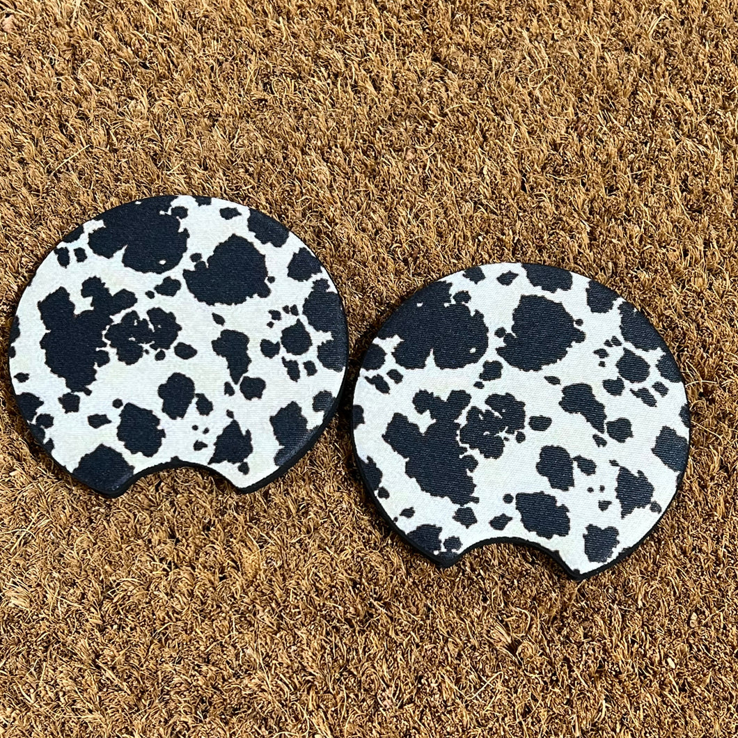 Cow Print Car Coasters