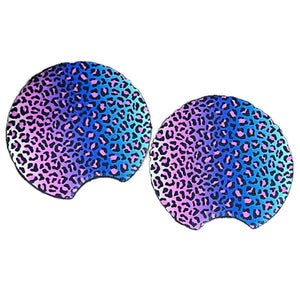 Rainbow Leopard Print Car Coaster