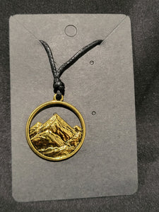 3D Mountain Gold Black Braided Necklace