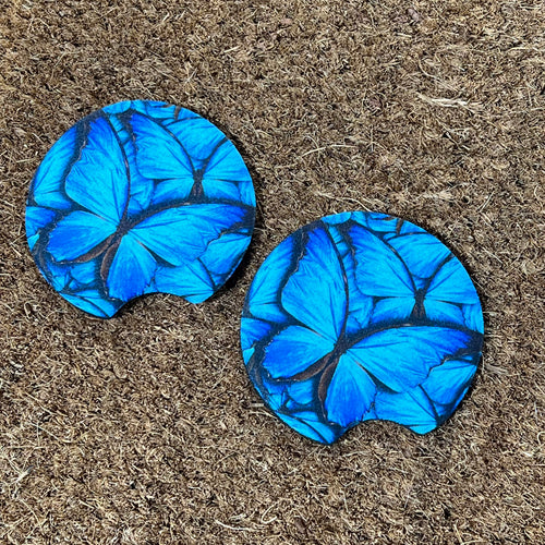 Blue Butterflies Car Coasters