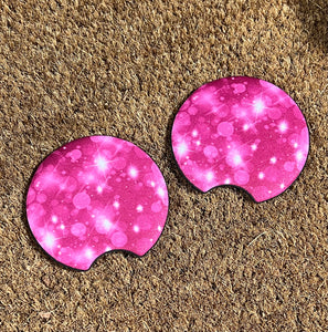 Bright Pink Glitz Car Coasters