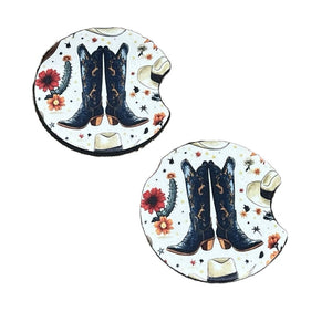 Cowgirl Boots Rodeo Car Coaster