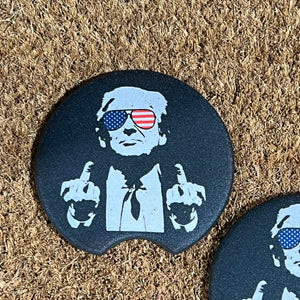 Trump Middle Finger Car Coasters