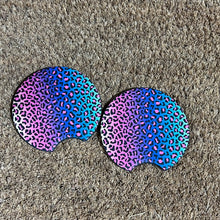 Rainbow Leopard Print Car Coaster