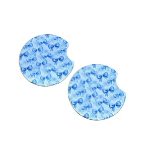 Blue Bows Car Coasters