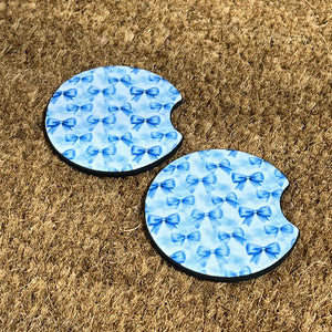 Blue Bows Car Coasters