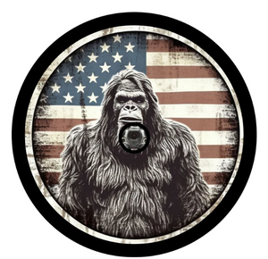 American Flag Bigfoot Portrait Spare Tire Cover
