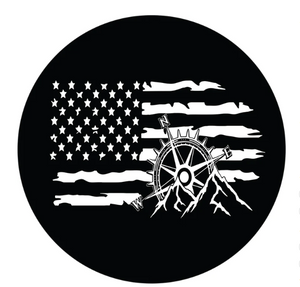 American Flag Compass & Mountains Spare Tire Cover