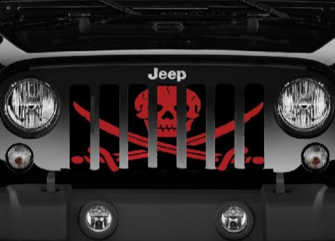 Ahoy Matey Dark Red Pirate Flag Grille Insert