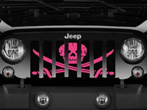 Ahoy Matey Hot Pink Pirate Flag Grille Insert