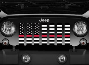 American Black and White Thin Red Line Grille Insert