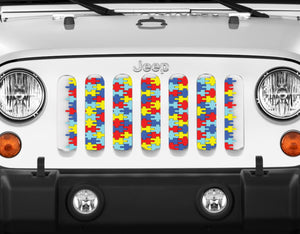 Autism Awareness puzzle Piece Jeep Grille Insert