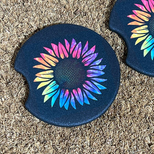 Rainbow Sunflower Car Coaster