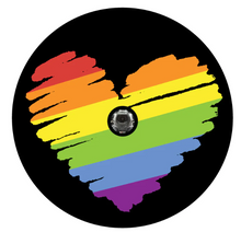 Black Rainbow Heart Pride Spare Tire Cover