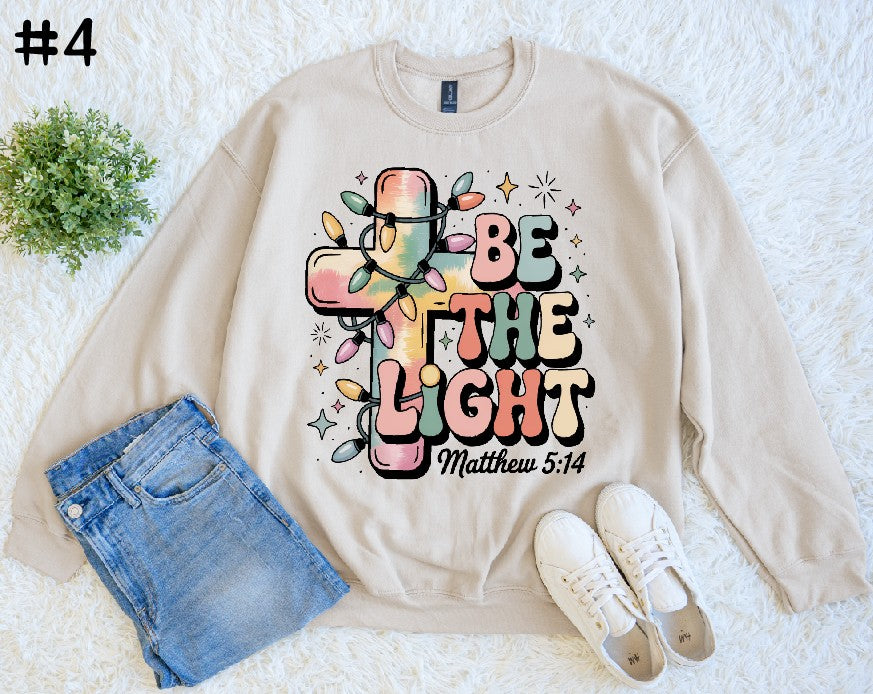 Be the Light Christmas Cross Sweatshirt