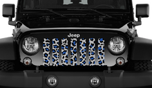 Blue and Gray Leopard Print Jeep Grille Insert