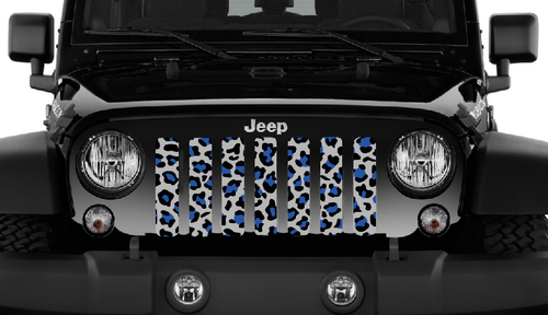 Blue and Gray Leopard Print Grille Insert