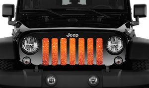 Bright Orange Fleck Print Jeep Grille Insert
