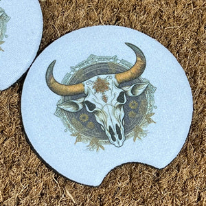 Cow Skull Car Coasters