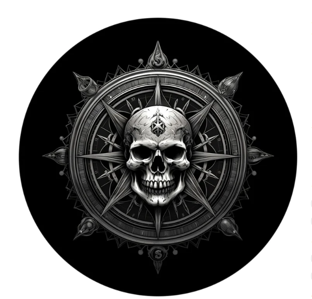 Compass Skull At The Helm Spare Tire Cover