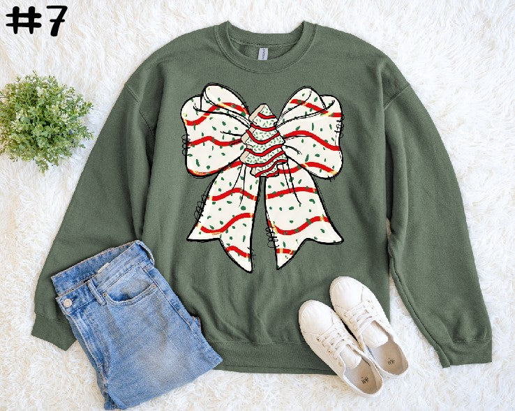 Christmas Tree Cake Bow Sweatshirt