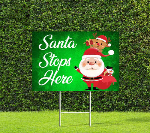 Santa Stops Here Christmas Yard Sign