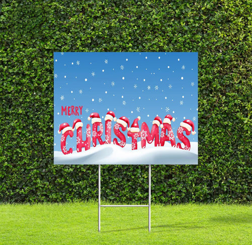 Merry Christmas Snow Fall Yard Sign