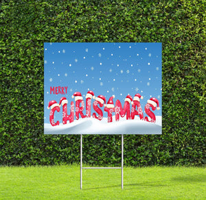 Merry Christmas Snow Fall Yard Sign