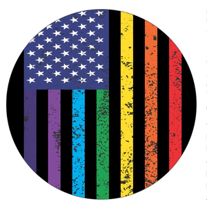 Distressed Pride Rainbow American Flag Spare Tire Cover