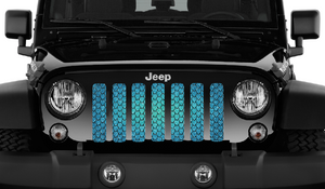 Dragon Scales Teal Fleck Jeep Grille Insert