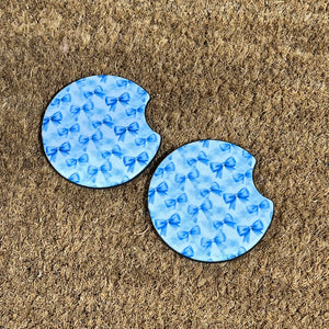 Blue Bows Car Coasters