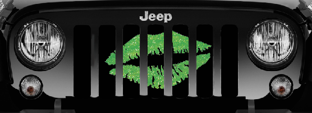 Lime Green Glitter Kiss Jeep Grille Insert