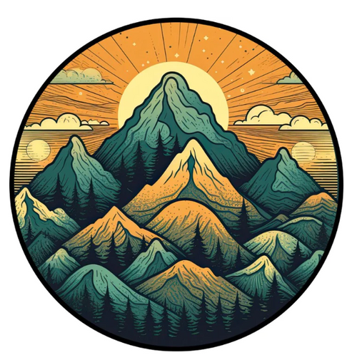 Mountain Landscape Vibrant Orange & Teal Spare Tire Cover