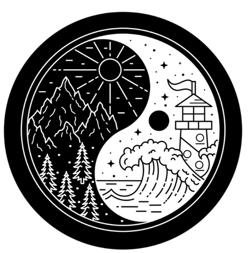 Mountains Meet Ocean Yin Yang Spare Tire Cover