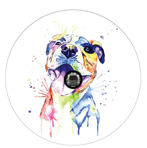 Multicolor Watercolor Paint Cute Pitbull Spare Tire Cover