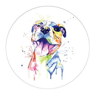 Multicolor Watercolor Paint Cute Pitbull Spare Tire Cover