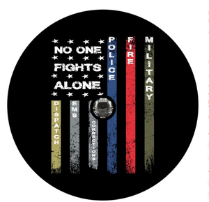 No One Fights Alone American Flag Spare Tire Cover