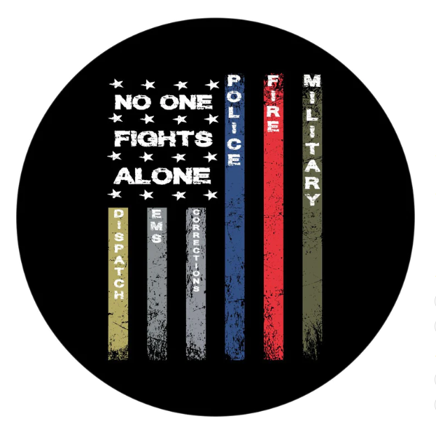No One Fights Alone American Flag Spare Tire Cover