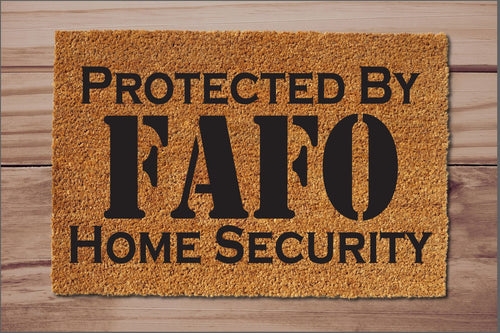 Protected by FAFO Home Security Funny Doormat Entrance Rug Welcome Mat