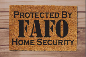 Protected by FAFO Home Security Funny Doormat Entrance Rug Welcome Mat