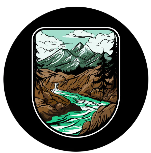 River In The Mountains Art Graphic Spare Tire Cover