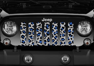 Blue and Gray Leopard Print Grille Insert