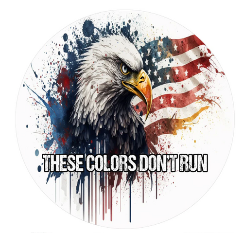 These Colors Don't Run Bald Eagle & American Flag Spare Tire Cover